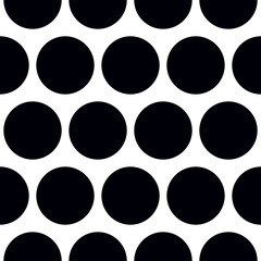 Black polka dots on white background retro seamless vector pattern
