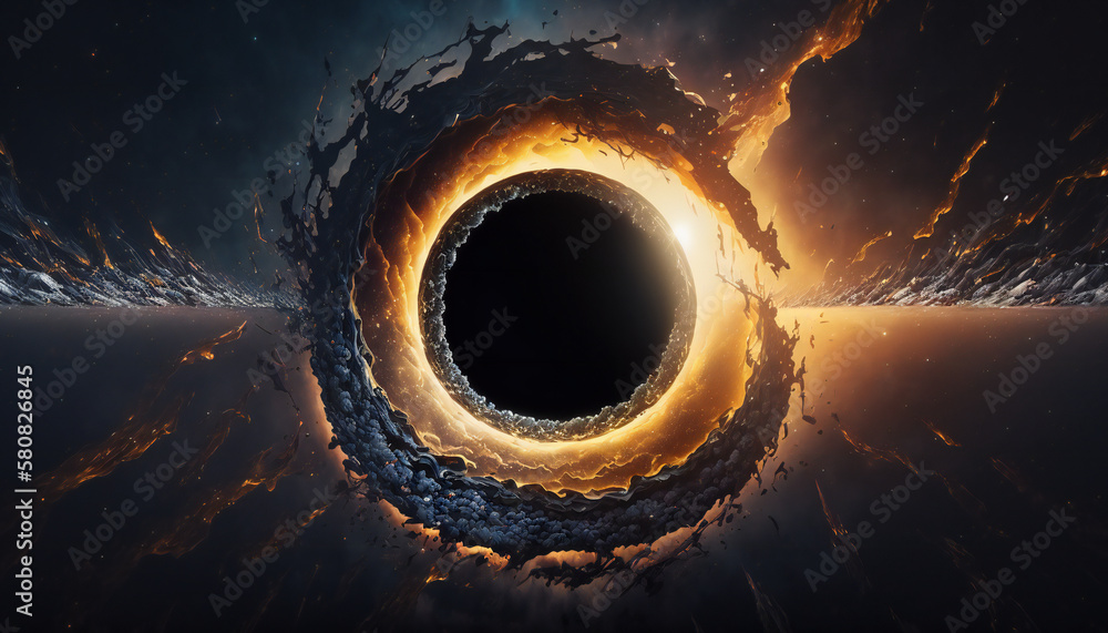 Wall mural supermassive black hole in outer space - space wallpaper - generative ai