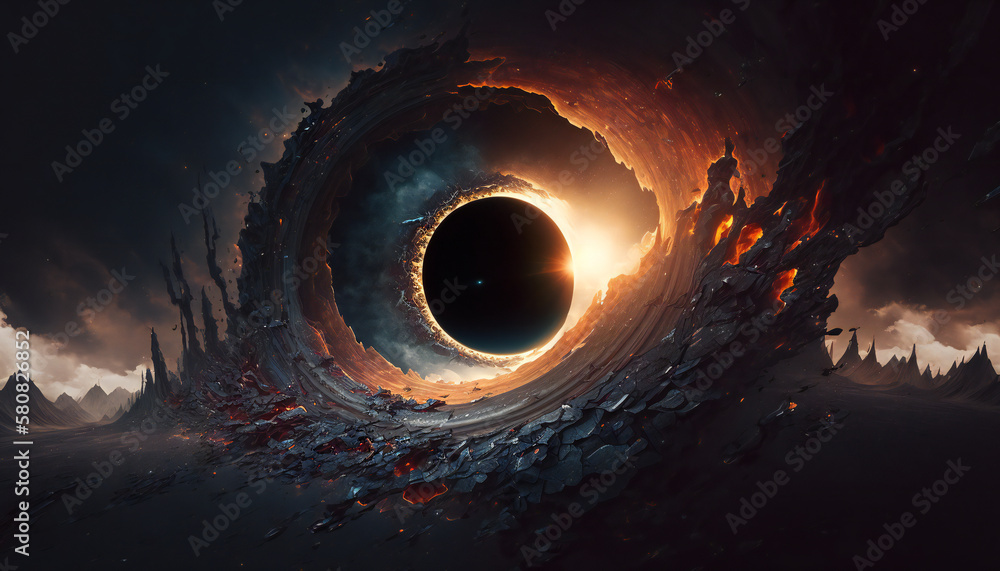Canvas Prints supermassive black hole in outer space - space wallpaper - generative ai