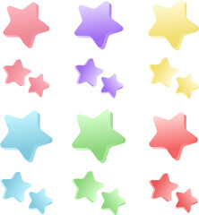 Set of gradient vector stars with a 3D effect