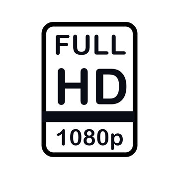 Full HD 1080p resolution icon isolated on white background. Full HD illustration