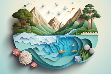 Ecology and world water day. Generative AI illustration.
