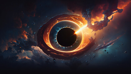 Supermassive Black hole in outer space - Space wallpaper - Generative AI