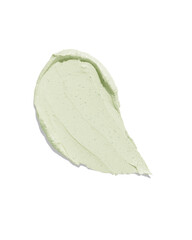 Green beauty mask smear smudge on transparent background. Cosmetic skincare product texture. Face cream, body lotion, mask swipe swatch