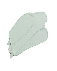 Green beauty mask smear smudge on transparent background. Cosmetic skincare product texture. Face cream, body lotion, mask swipe swatch