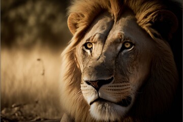 Lion, the king of the jungle and one of Africa's most iconic species, is a majestic and powerful wildlife animal, GENERATIVE AI