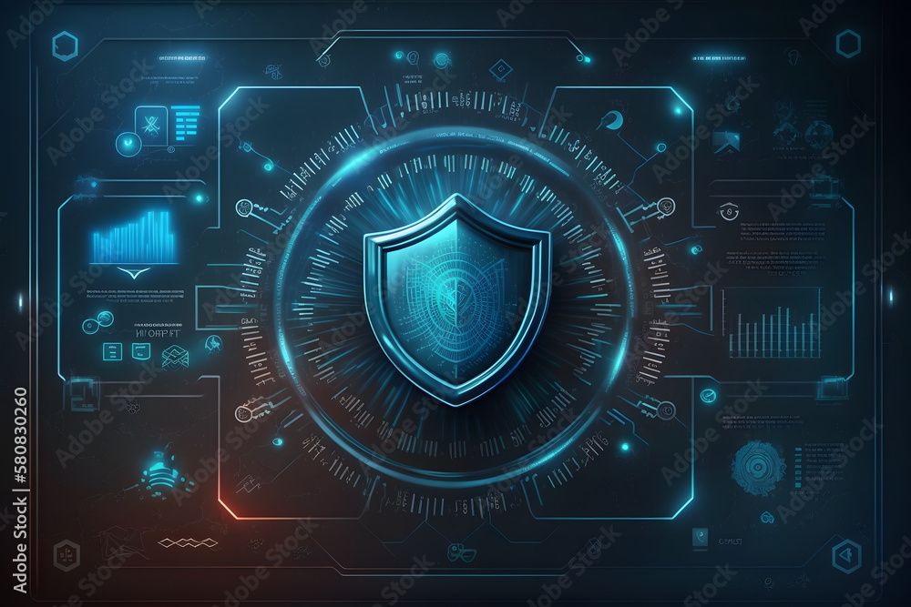 Poster padlock with keyhole icon in personal data security illustrates cyber data or information privacy id