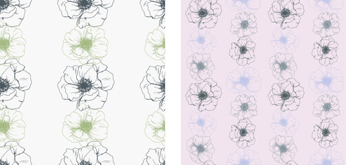 Simple. Seamless vector floral pattern. Tropical nature wrapping paper or textile design.Abstract boho plants seamless pattern neutral design. Flowers sketch.
