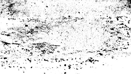 Monochrome texture composed of irregular graphic elements. Distressed uneven grunge background. Abstract vector illustration. Overlay for interesting effect and depth. Isolated on white background.