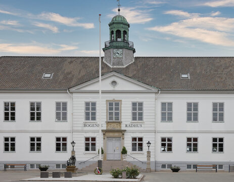 The present Town Hall was built in 1919-1921 to replace the old one in Sct. Annagade., Bogense is a harbor town on the Kattegat on northern Fyn,Denmark,Scandinavia,Europe