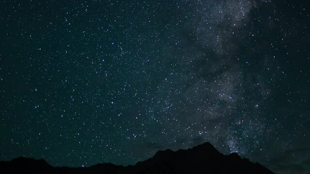 Delta Aquarids Meteor Shower and Milky Way Galaxy 50mm Southwest Sky Pan R Over Mt Whitney Sierra Nevada California USA Time Lapse