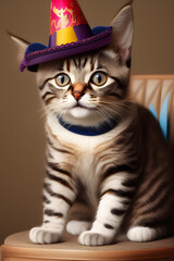 cute kitten party hat animal happy birthday smiling cat