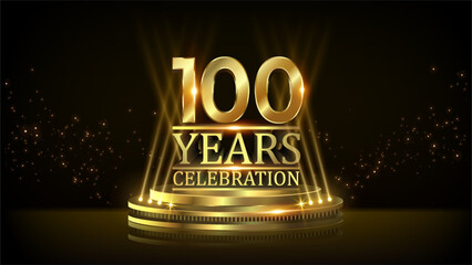 100 years Celebration Golden Jubilee Award Graphics Background. Entertainment Spot Light Hollywood Template  Luxury Premium Corporate Abstract Design Template Banner Certificate.  - obrazy, fototapety, plakaty
