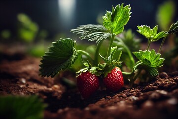 Close up of a bunch of strawberries. Generative AI
