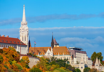 Fisherman bastion and Matthias church on Castle hill in autumn, Budapest, Hungary