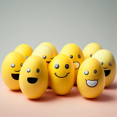 yellow easter eggs with different smilyes AI generated