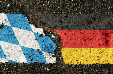 On the pavement are images of the flags of Bavaria and Germany, as a symbol of confrontation.