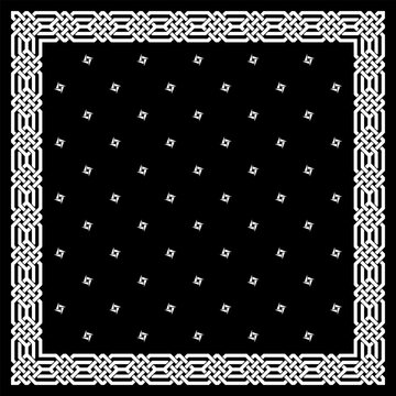 Simply Bandana decorated with white geometric ornament lines that can be applied to fabrics of various colors