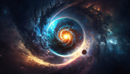 Supermassive Black hole in outer space - Space wallpaper - Generative AI