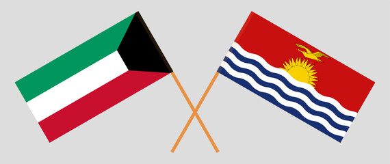 Crossed flags of Kuwait and Kiribati. Official colors. Correct proportion
