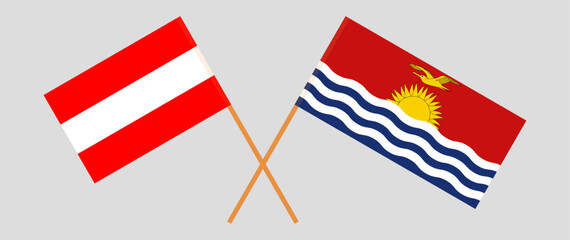 Crossed flags of Austria and Kiribati. Official colors. Correct proportion