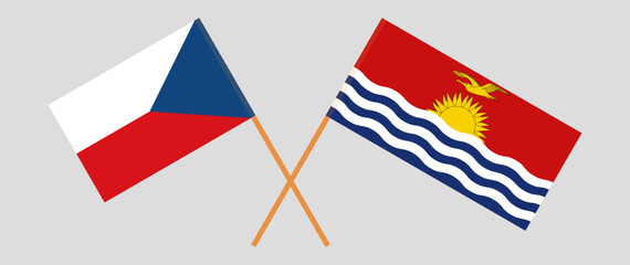 Crossed flags of Czech Republic and Kiribati. Official colors. Correct proportion