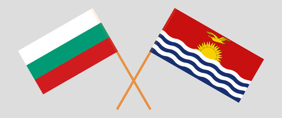 Crossed flags of Bulgaria and Kiribati. Official colors. Correct proportion