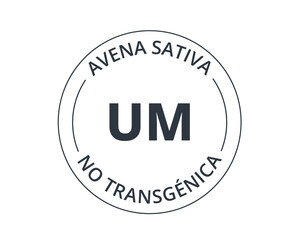 Non-GMO oat symbol in Spanish.