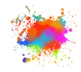 Grunge splatter. Rainbow colors grunge splash. Color explosion. Colored blot on white. Vector illustration
