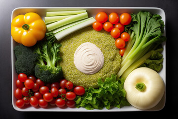 Fototapeta na wymiar Food background with variety of fresh organic vegetables.
