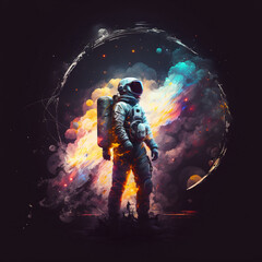 Obraz na płótnie Canvas astronauth in the sky dark