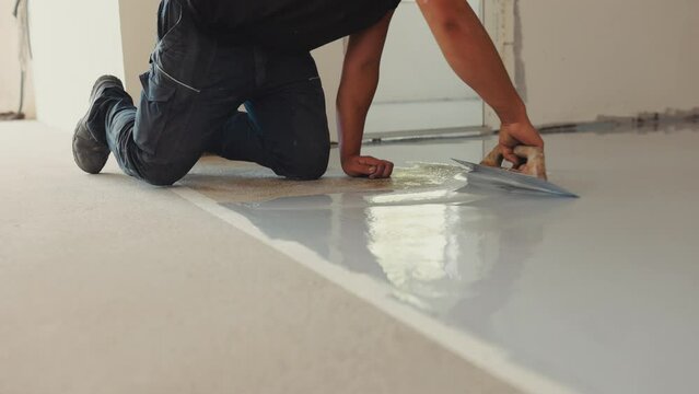 the epoxy mixture is poured onto the floor, then spread out with a trowel. After the epoxy has been applied and allowed to cure, then be sealed to create a protective coating.