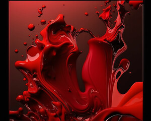 Red Liquid, abstract, Generative AI