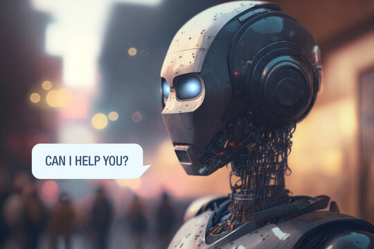System Artificial intelligence ChatGPT, KI, Roboter, Chatbot ask how can I help you, Generative KI