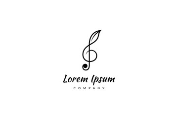 Logo design on which an abstract image of musical note combined with leaf.