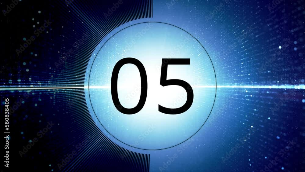Poster countdown 10 seconds animation from 10 to 0 seconds. digital technology network seamless looping ani