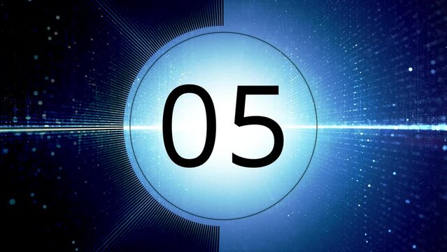 Countdown 10 seconds animation from 10 to 0 seconds. Digital technology network seamless looping animation.