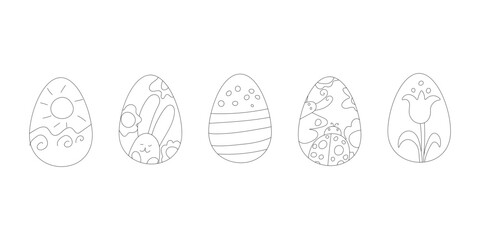 Easter Eggs Doodle set on white