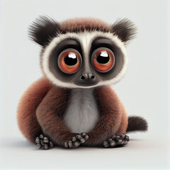 Adorable baby Lemur character isolated on white background. Generative AI