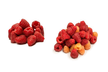 Tasty raspberries isolated on  white background.