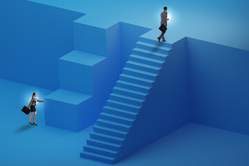 Gender inequality in career ladder concept