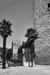 Towers, wall and gate in a medieval defensive wall in the city of Este