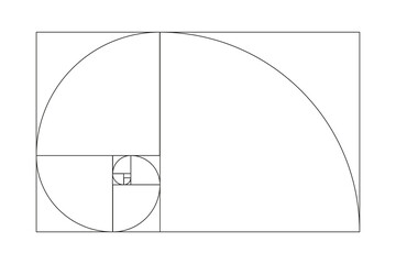 Fototapeta na wymiar Golden proportions. Method golden section. Fibonacci array, numbers. Golden ratio template. Outline vector illustration.