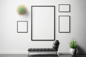 Frame mockup. Poster Mockup. Photo frame mockup. Gallery wall mockup. AI Generated.