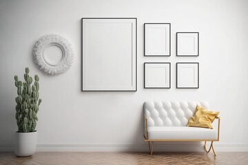 Frame mockup. Poster Mockup. Photo frame mockup. Gallery wall mockup. AI Generated.
