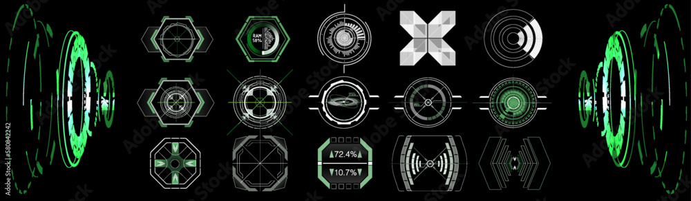 Poster futuristic vector hud interface screen design. digital callouts titles. hud ui gui futuristic user i