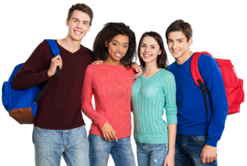 Happy group of cheerful high school students portrait