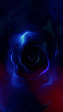 Abstract dark blue red glowing light motion vertical background