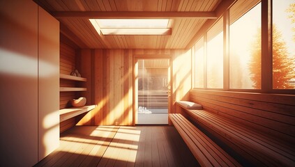 Illustration of modern sauna. AI generated.