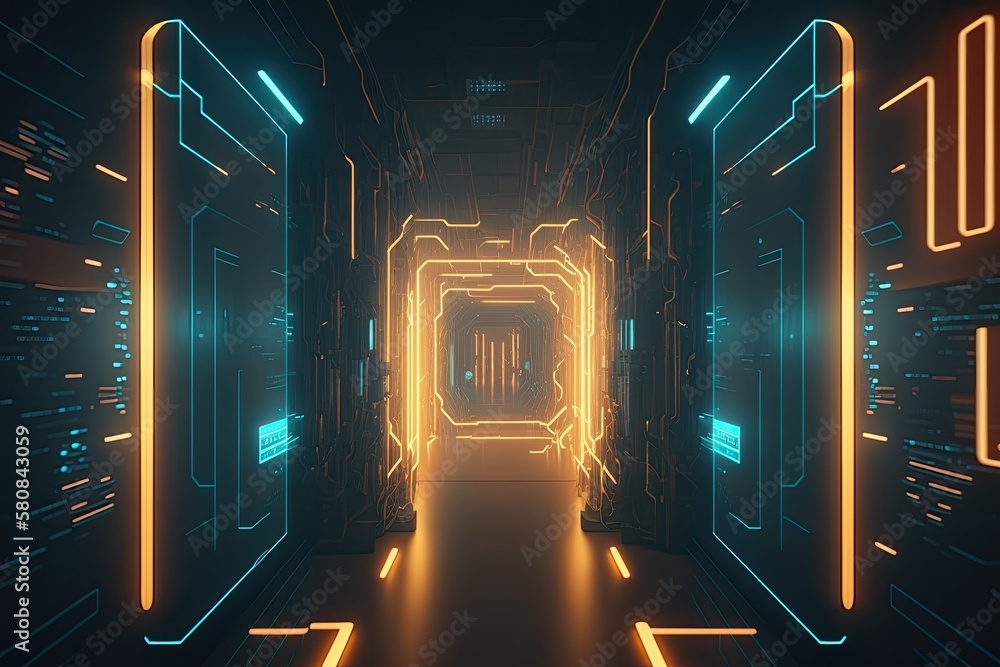 Poster futuristic technology abstract background. generative ai